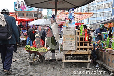 Women selling on the street of La Paz.