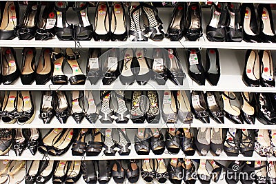 Women shoes on shelves