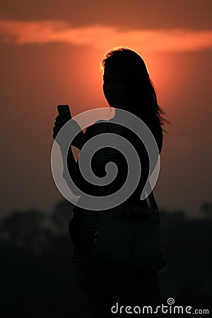 Women Sunset Silhouette