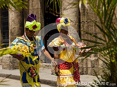 Women in Traditional Costume in Havana, Cuba