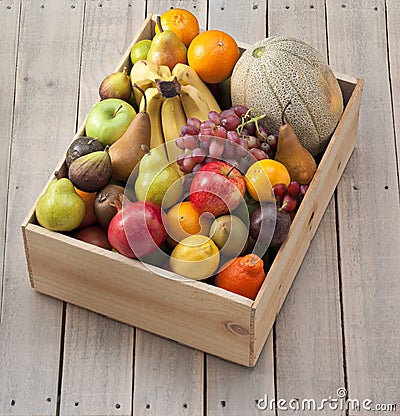Wood Box Of Fruit
