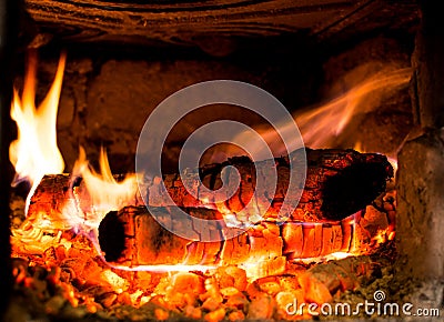 Wood Burning in Fireplace
