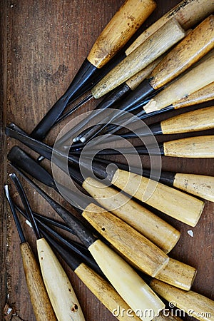 Wood carving tools.