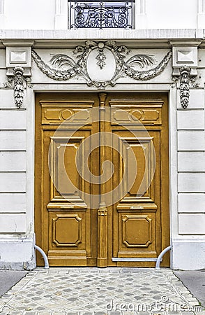 Wood entry door in Paris, France