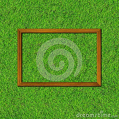 Wood frame on green grass field