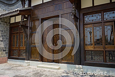 Wood gate of traditional building