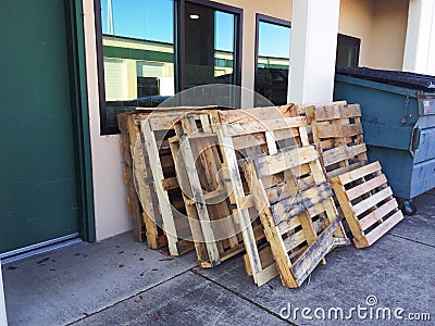Wood Pallet Stack at Business Building