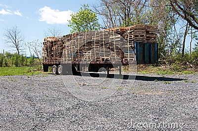 Wood pallets on a truck