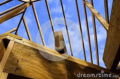 Wood Stud Roof Frame of Home Construction