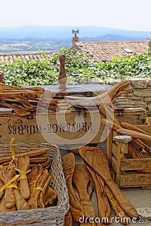 Wood tools and utensils on Gordes market