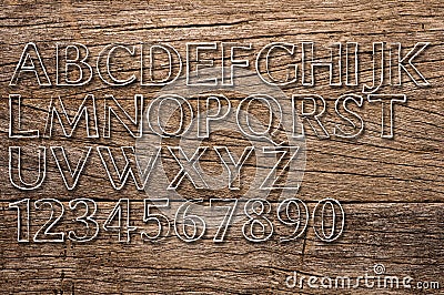 Wooden background with letters and numbers