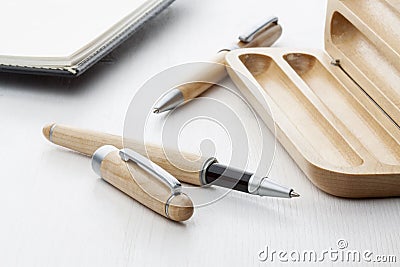 Wooden ball pen and roller pen