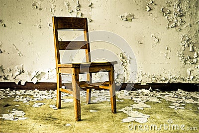 Wooden Chair in Abandoned Building