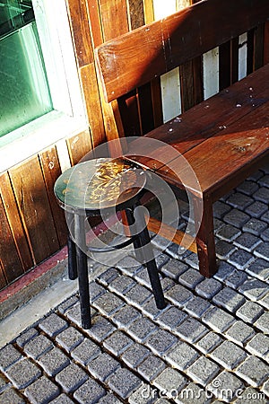 Wooden circle chair and floor