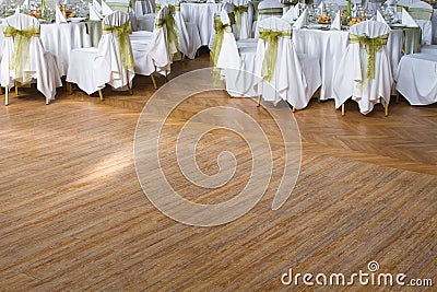 Wooden dance floor, wedding or another catered event place