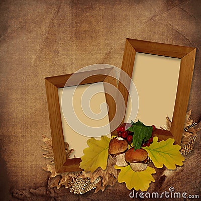 Wooden frame on vintage background