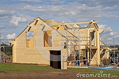 Wooden house under construction