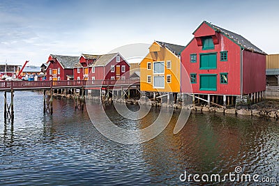 Wooden houses in coastal Norwegian village