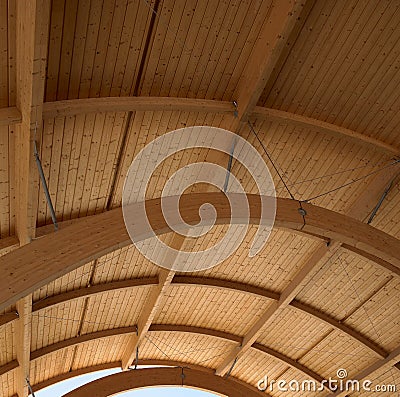 Wooden roof on a modern building.