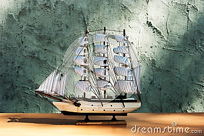 Wooden sail ship toy model