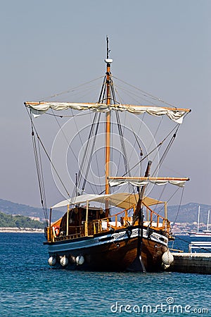 Wooden ship in port