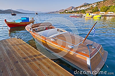 Wooden speed boat in Greece
