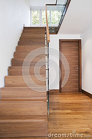 Wooden Staircase In House