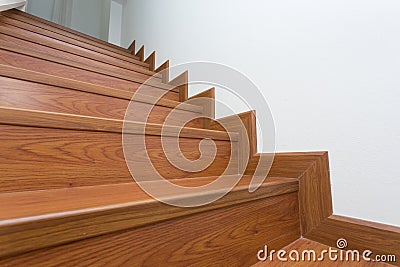 Wooden staircase made from laminate wood