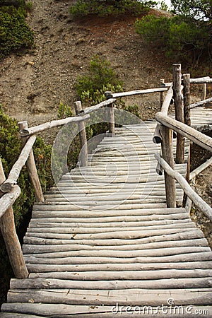 Wooden walkways in mountains