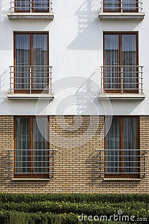 Wooden windows in multi family house