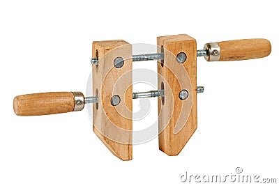 Wooden woodworking screw clamp device.