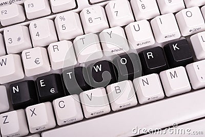 Word Network written with black keys on computer