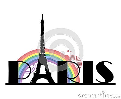 Word Paris with rainbow