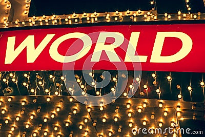 Word World on a neon back lite