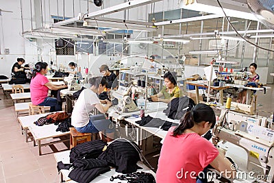 Worker in a chinese garment factory