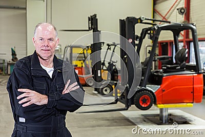 Worker in maintenance service station