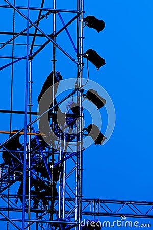 Workers in Blue Background, Silhouette