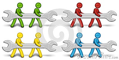 Workers carrying a wrench