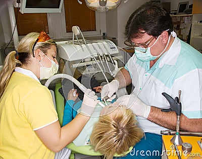 Working dental team