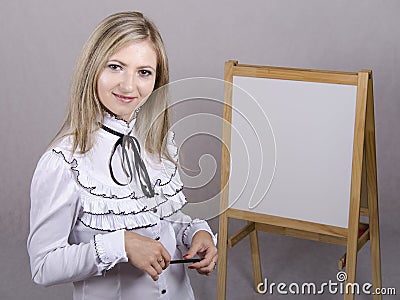 Working girl holds presentation