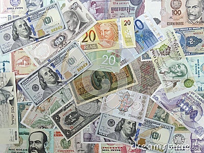 World Bills from around the world background