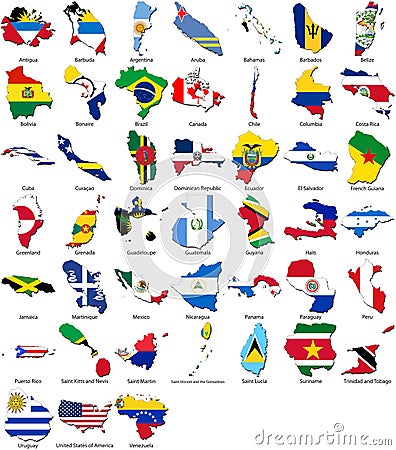 World flags - country border - American set