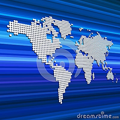 World map on blue background