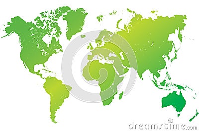 World Map Highly Detailed Green Vector Stock