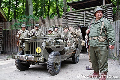 World War II US Army soldiers with Willys