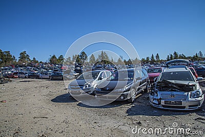 Wreck cars on a scrap yard