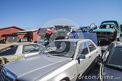 Wreck cars on a scrap yard