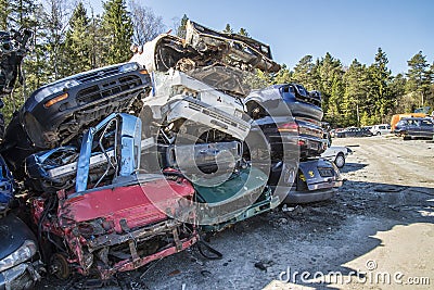 Wreck cars on a scrap yard