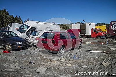 Wreck cars on a scrap yard