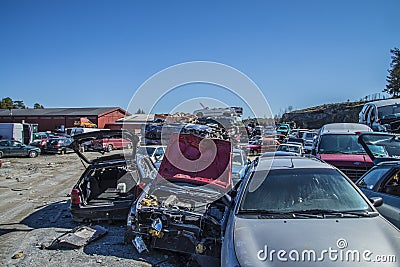 Wreck cars on a scrap yard